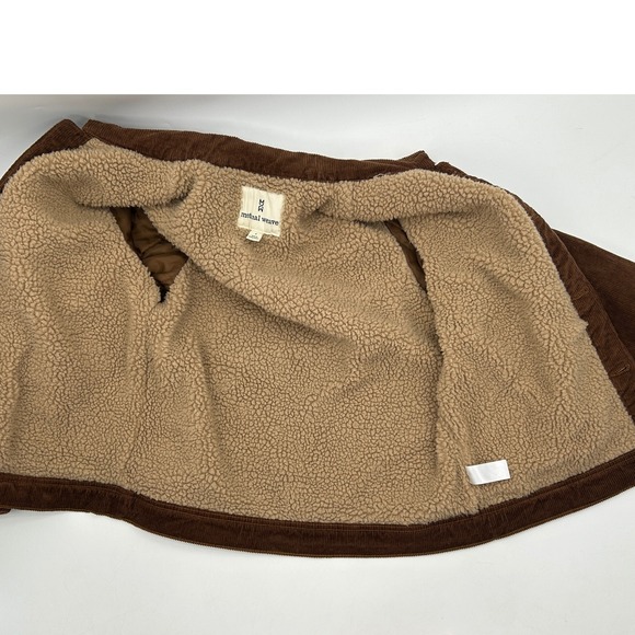 Mutual Weave Sherpa Lined Corduroy Trucker Jacket Brown Western Workwear S - Picture 14 of 15